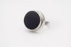 Bold Round Silver Ring With Flat Detail - Dark Blue