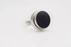 Bold Round Silver Ring With Flat Detail - Dark Blue