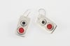 Rectangle Earrings with Circles-black&red 