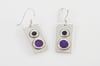 Rectangle Earrings with Circles-black&purple