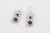 Rectangle Earrings with Circles-black&purple