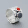 Wide Two Circles Ring-grey&red