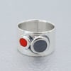 Wide Two Circles Ring-grey&red