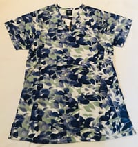 Image 1 of Ocean Leaves-Blue Scrub Top 