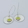 Round Silver Earrings With Detail - Yellow