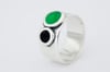 Two Circles Silver Ring - Green and Black