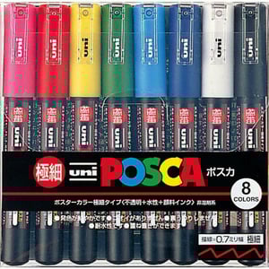 Posca PC-1M Paint Marker 0.7mm 8 / 12 Color Set