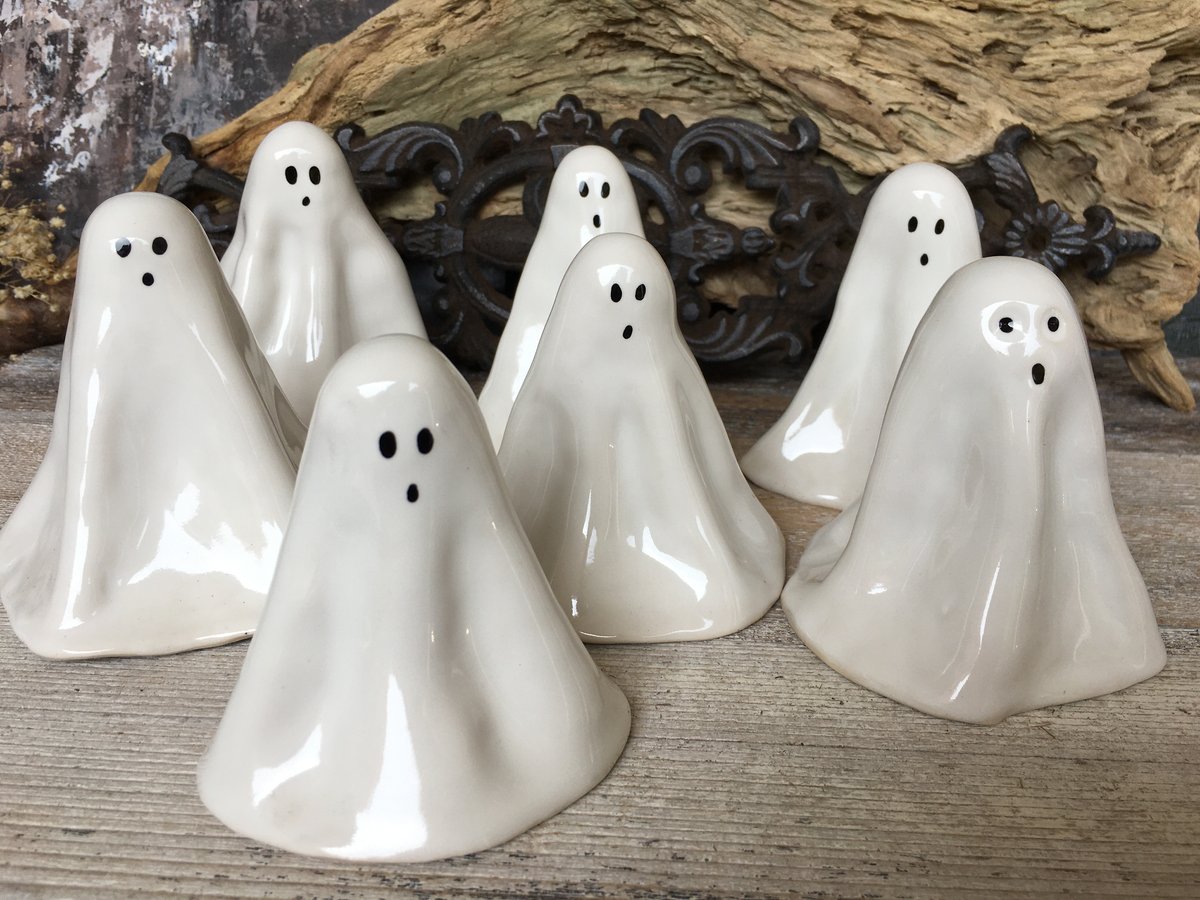 Image of Medium Spooky Ghosts. Handmade Ceramic Spirits. Ghost Figures for Home Decor