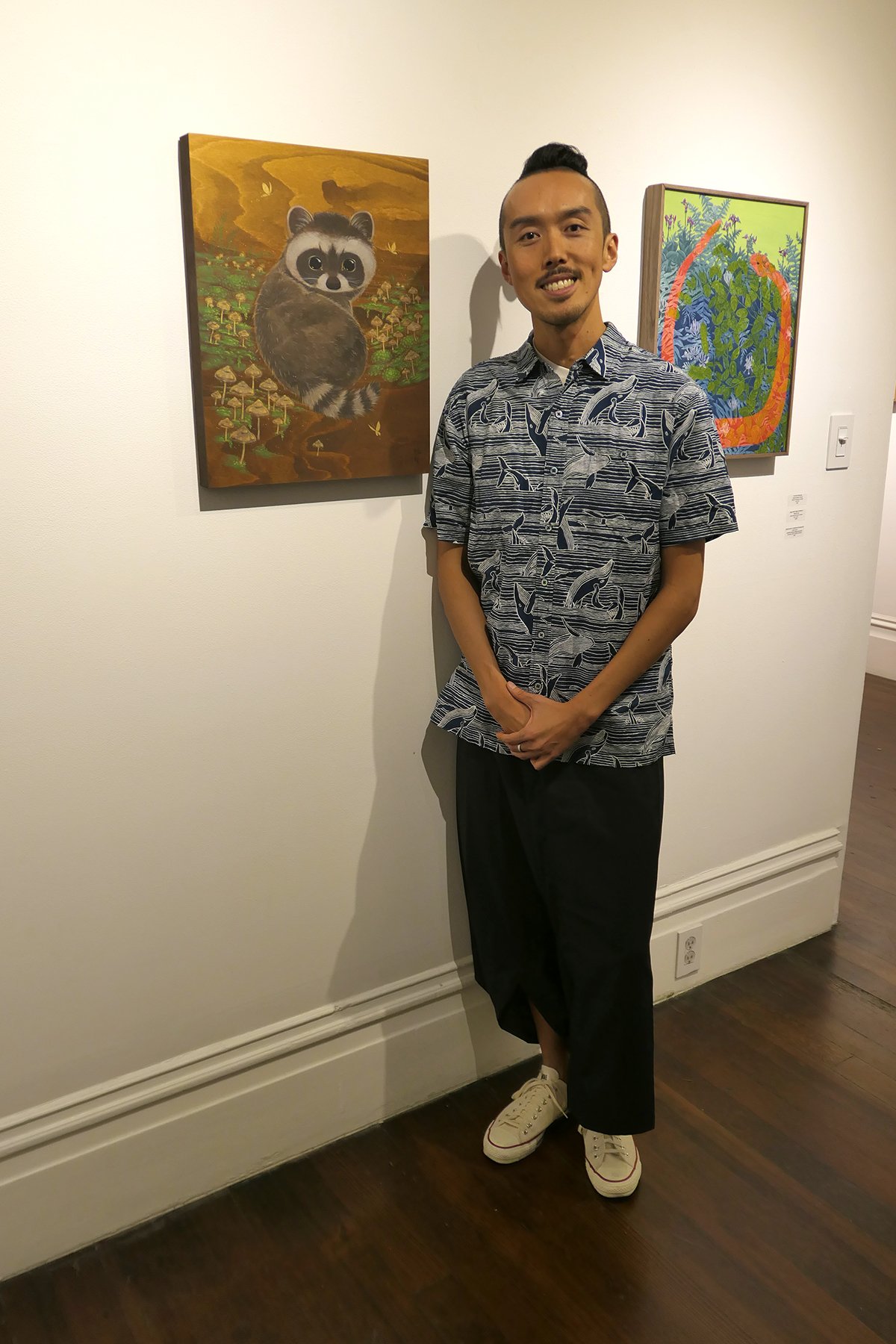 Raccoon and Wild Mushrooms Original Painting