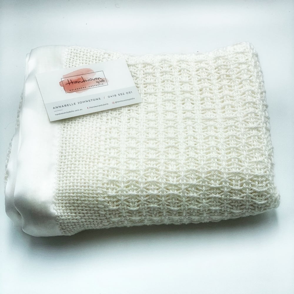 Bamboo Baby Blankets Handwoven By Belle blue-white-heart-crochet-baby-blanket-afghan-for-sale-crochet-for