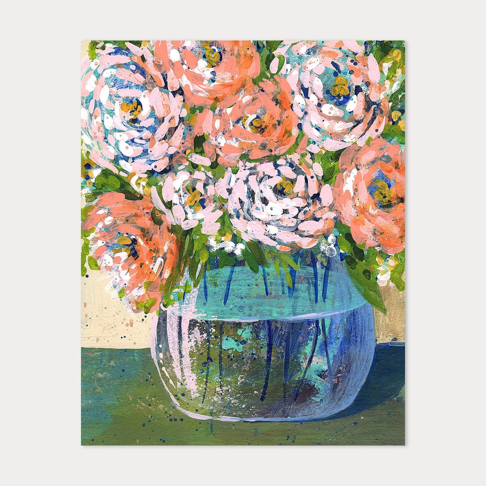 Image of 8x10 Art Print - Peach Florals