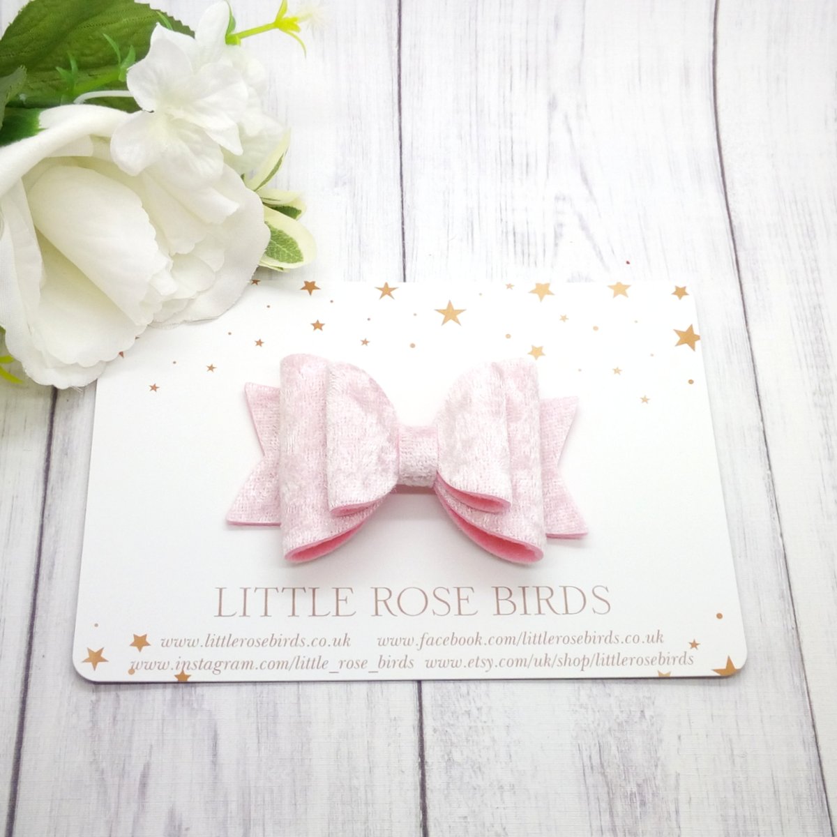 Image of Pink Velvet Bow - Choice of Headband or Clip