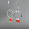Circle Square Earrings-red