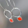 Circle Square Earrings-red