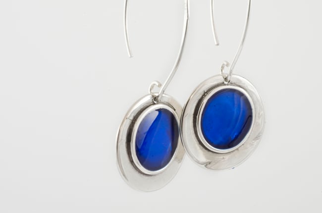 Double Rounded Silver Earrings 