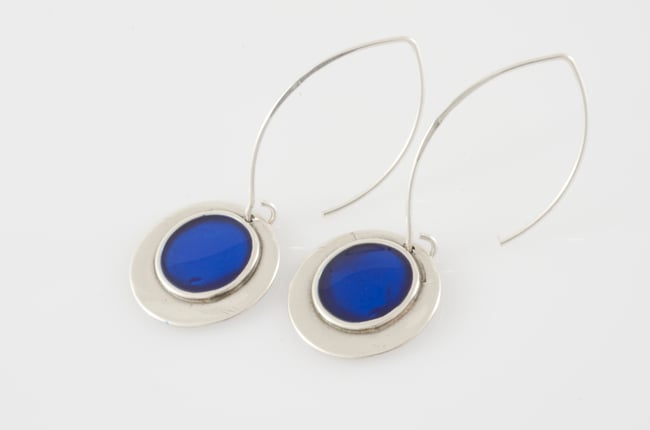 Double Rounded Silver Earrings 