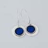 Double Rounded Silver Earrings Blue