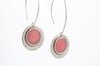 Double Rounded Silver Earrings Pink