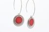Double Rounded Silver Earrings Red