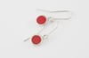 Small Round Silver Earrings Red 
