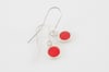 Small Round Silver Earrings Red 