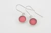 Round Silver Earrings Pink