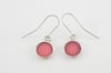 Round Silver Earrings Pink