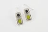 Square Silver Earrings Yellow and Black