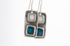 Square Earrings-turquoise&white