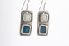 Square Silver Earrings Turquoise and White