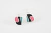 Fluid Lines Silver Earrings in Turquoise, Black and Pink