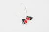 Fluid Lines Silver Earrings in Red, Black and Grey