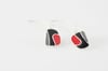 Fluid Lines Silver Earrings in Red, Black and Grey