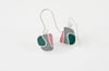  Fluid Lines Silver Earrings in Green, Grey and Pink