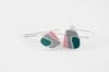  Fluid Lines Earrings-green,grey&pink