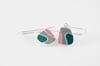  Fluid Lines Silver Earrings in Green, Grey and Pink