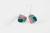  Fluid Lines Earrings-green,grey&pink