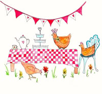 Chicken Tea Party Greeting Card