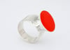 High Round Silver Ring - Red