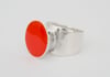 High Round Silver Ring - Red