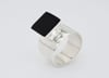 High Square Silver Ring - Black