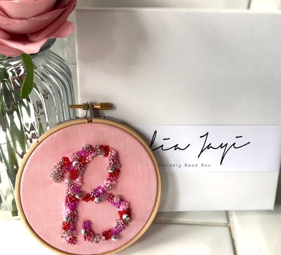 Image of Custom Lettered Beaded Hoops 