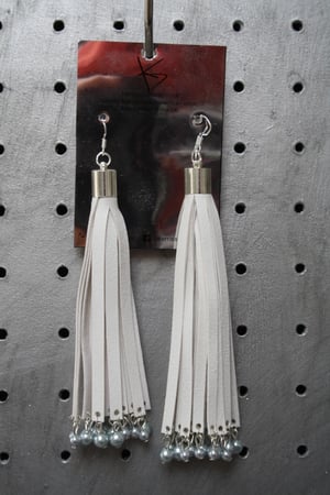 Image of White Tassel Earrings