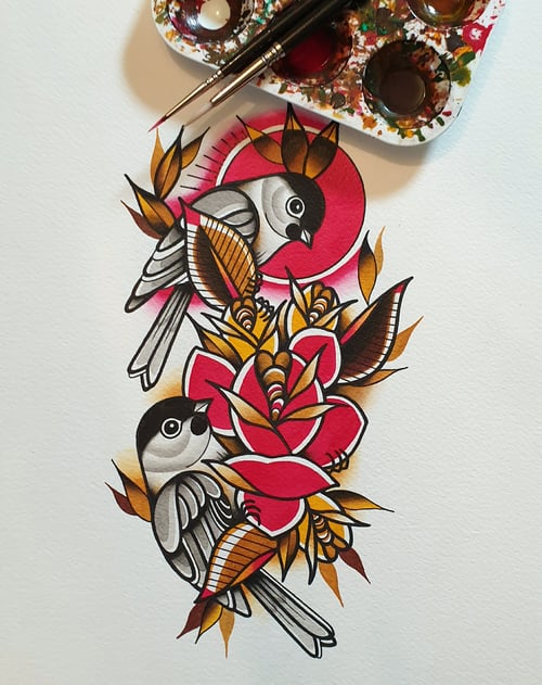 Image of Birds and Roses - Original