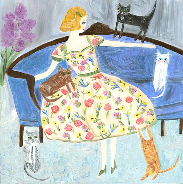 Image of Florence in her new summer frock.  Limited edition print.