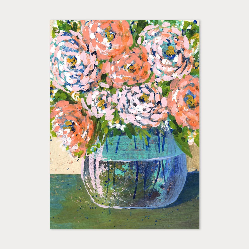 Image of 5x7 Art Print - Peach Florals
