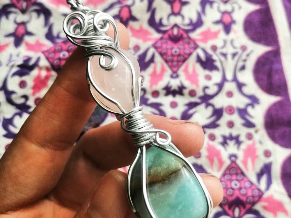 Image of Amazonite and Rose Quartz Double 