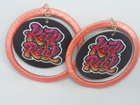 Image 3 of Keep It Real Dark Peach Ribbon and Wood, Hip Hop dangling Earrings