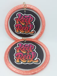 Image 1 of Keep It Real Dark Peach Ribbon and Wood, Hip Hop dangling Earrings