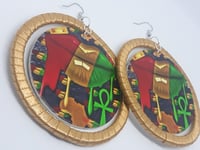 Image 4 of Ankh Life, Gold Ribbon, Afrocentric and Wood, Nubian Queen Earrings